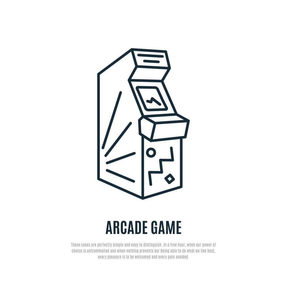 Icône de ligne de jeu d'arcade. symbole de la machine d'arcade. style de doublure. vecteur