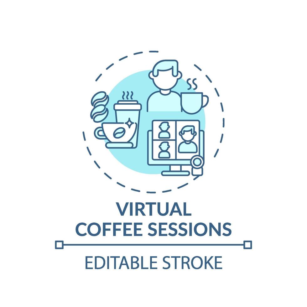 icône de concept de sessions de café virtuel vecteur