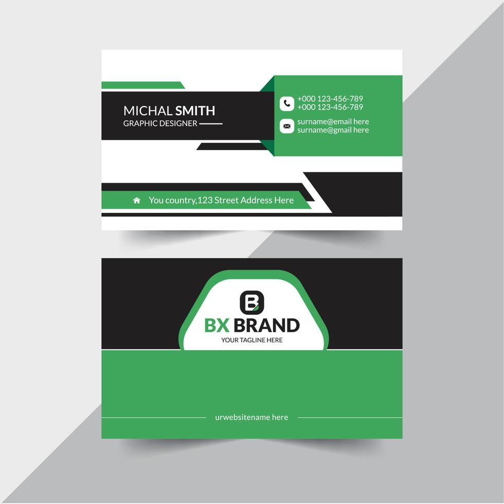 vert et noir vecteur moderne Créatif et nettoyer Facile affaires carte modèle.