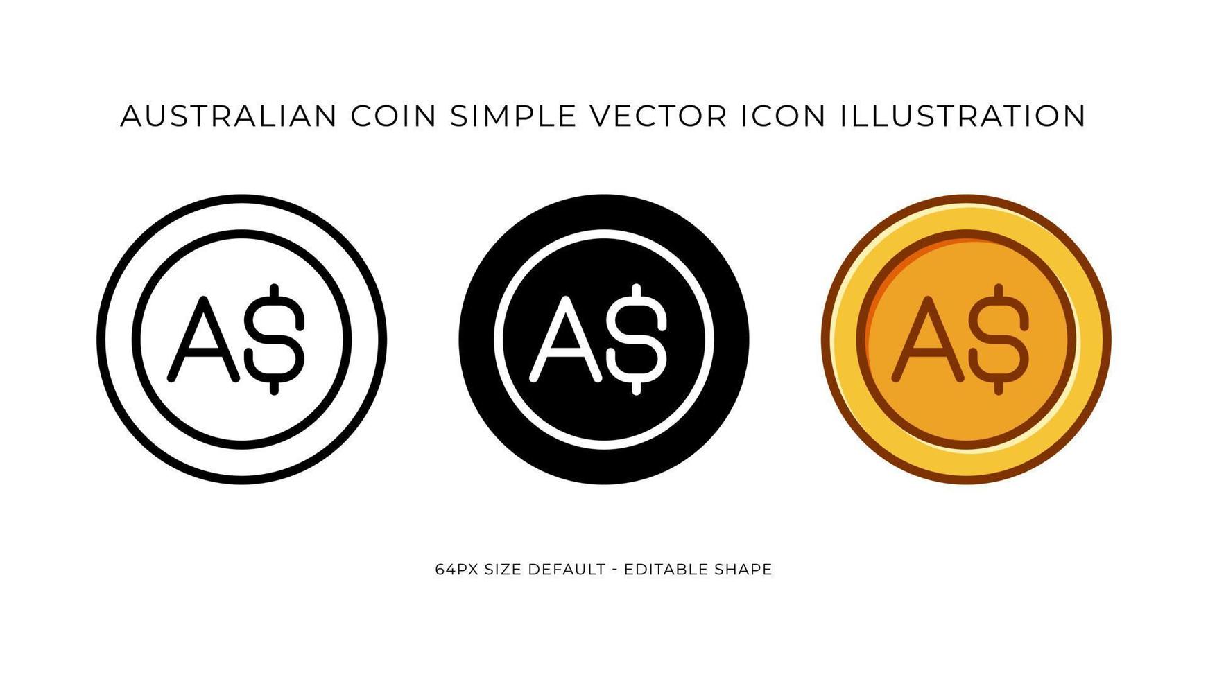 Australie pièce de monnaie Facile vecteur icône illustration