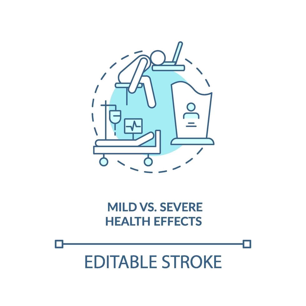 Icône de concept d'effets légers vs graves sur la santé vecteur