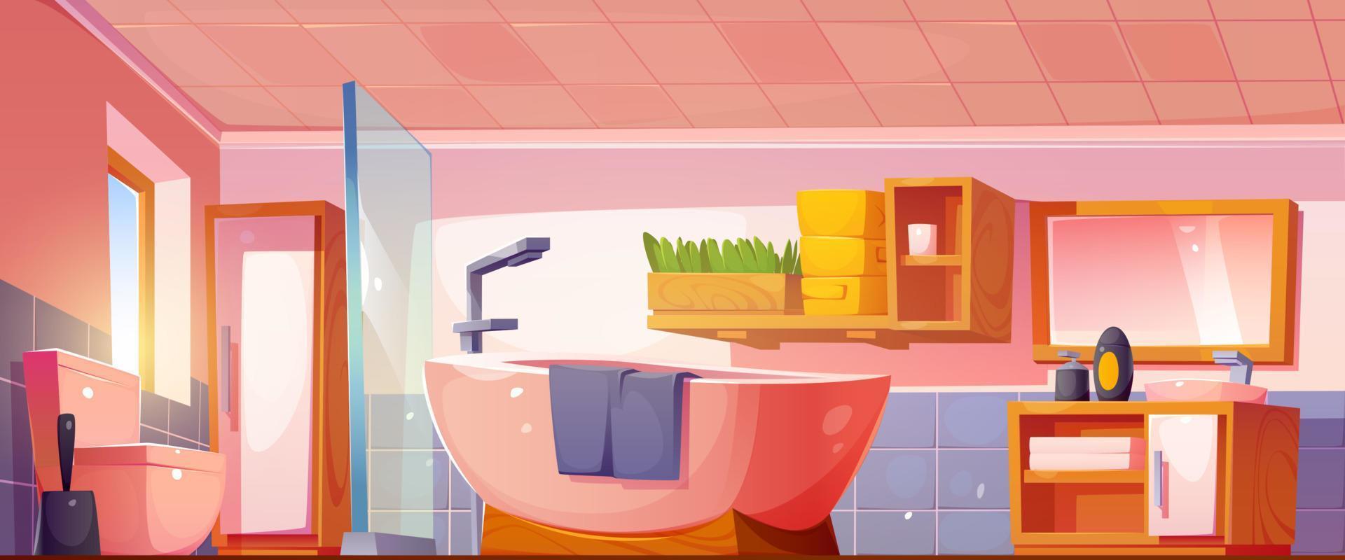 design d'intérieur de salle de bain de dessin animé vecteur