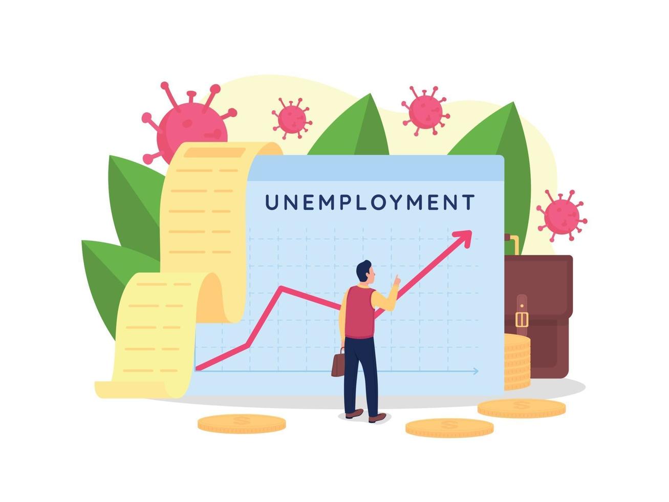 illustration vectorielle de taux de chômage en hausse plat concept vecteur