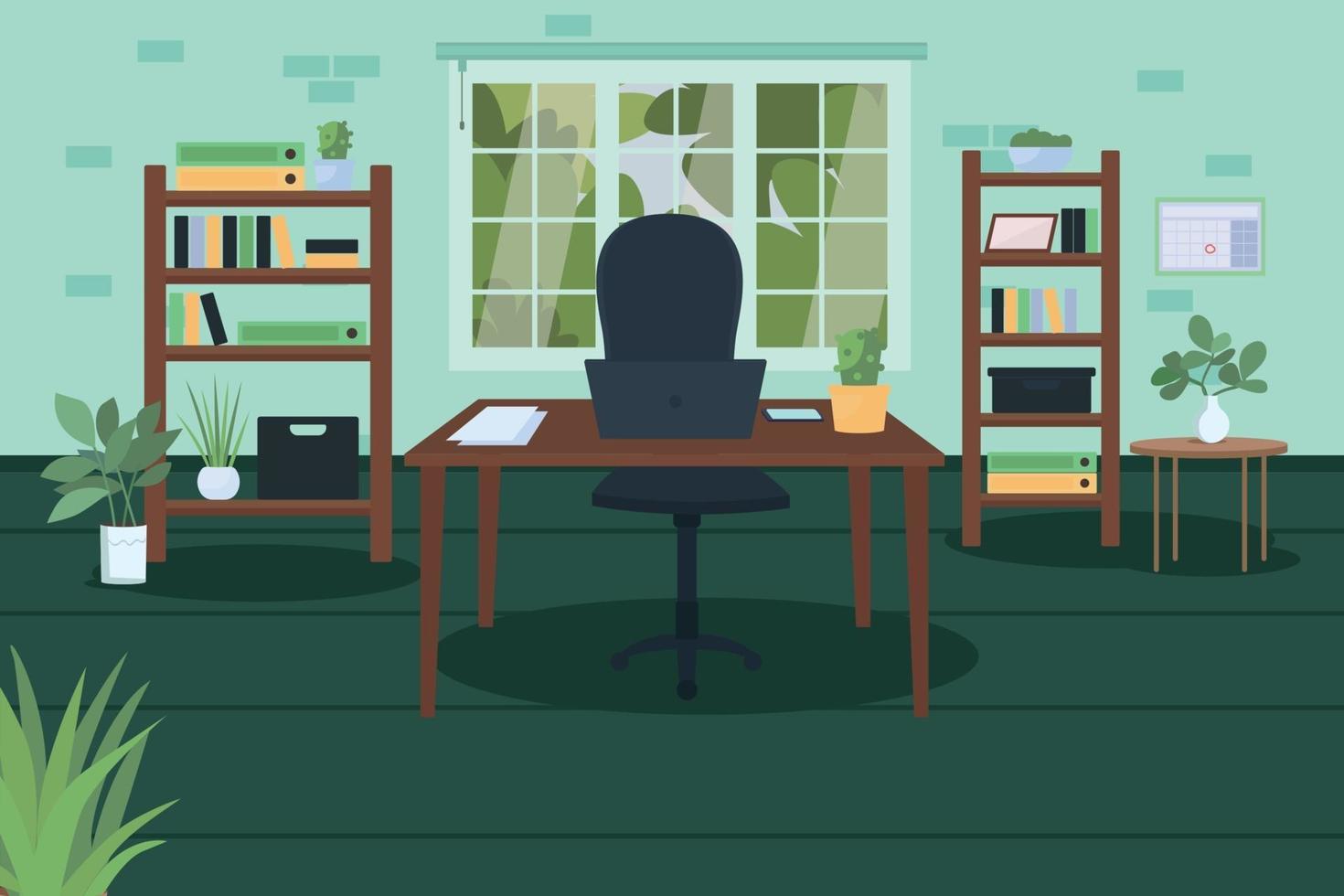 illustration vectorielle de bureau à domicile moderne couleur plat vecteur