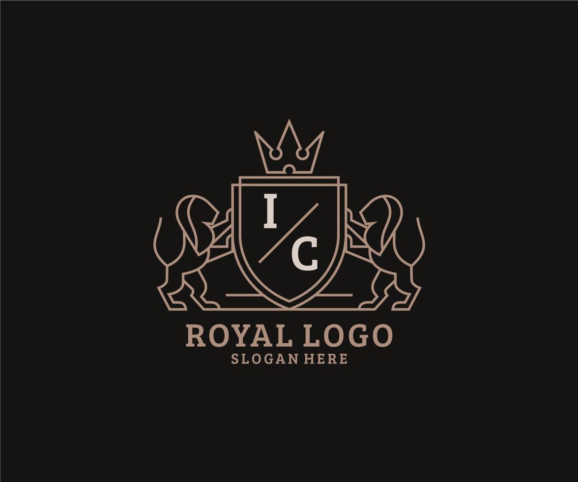 modèle de logo initial ic lettre lion royal luxe dans l'art vectoriel pour le restaurant, la royauté, la boutique, le café, l'hôtel, l'héraldique, les bijoux, la mode et d'autres illustrations vectorielles.
