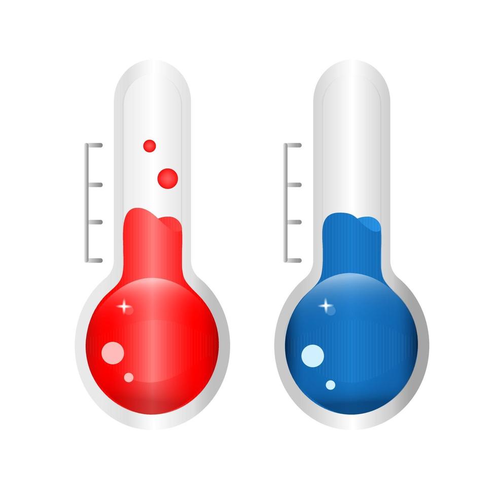 thermomètre vectoriel. icône de temps froid et chaud. fond blanc. illustration d'indicateur de vecteur plat.