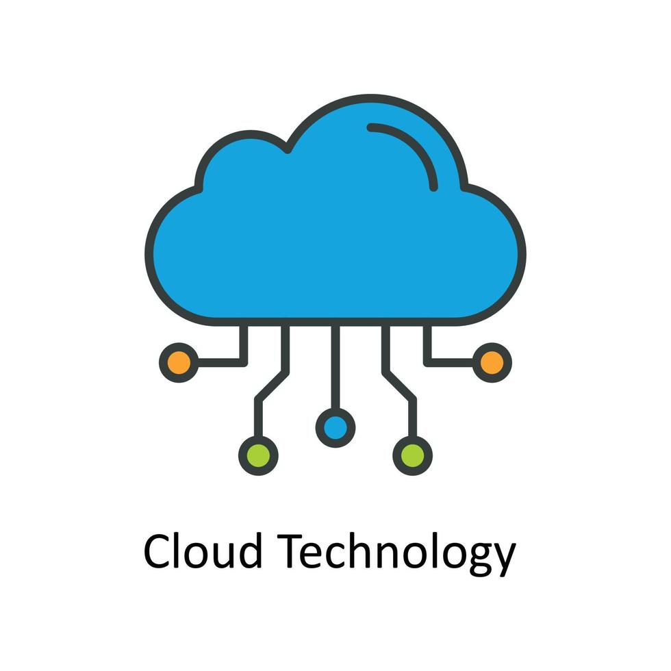 nuage La technologie vecteur remplir contour Icônes. Facile Stock illustration Stock