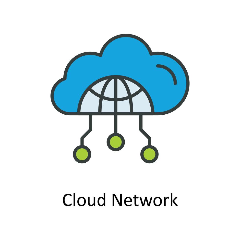 nuage réseau vecteur remplir contour Icônes. Facile Stock illustration Stock