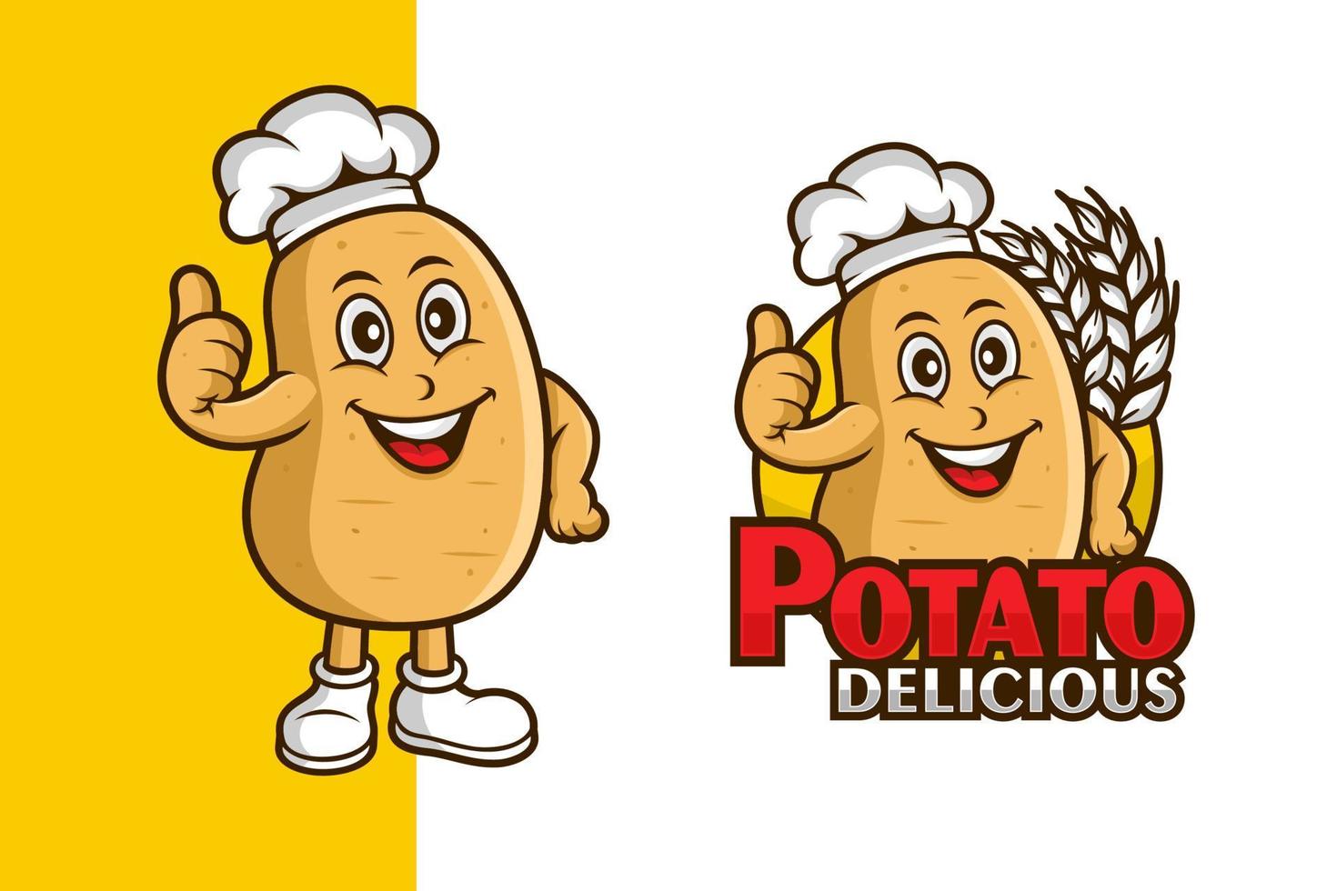 Patate délicieux mascotte logo conception dessin animé personnage vecteur