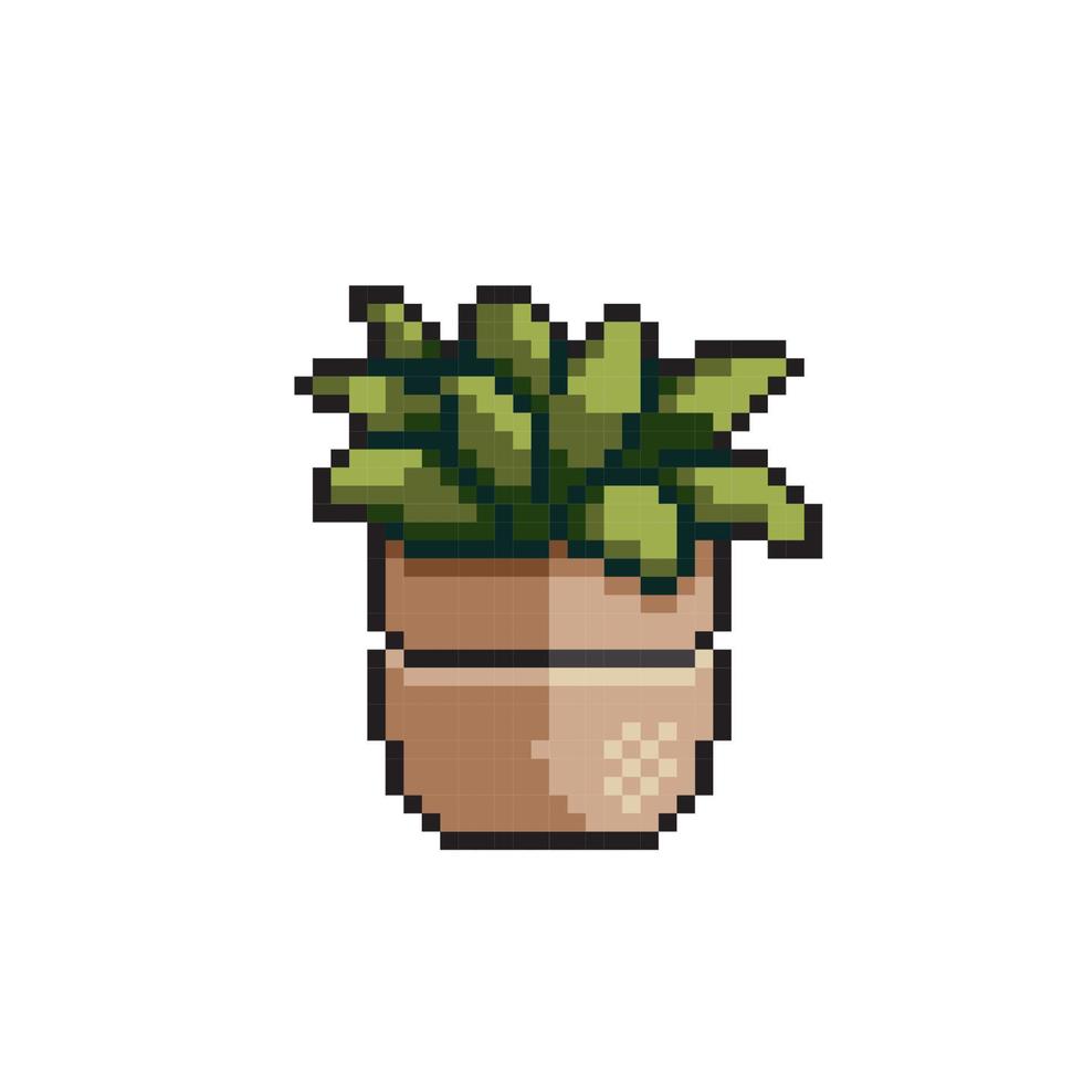plante dans le pot avec pixel art style vecteur