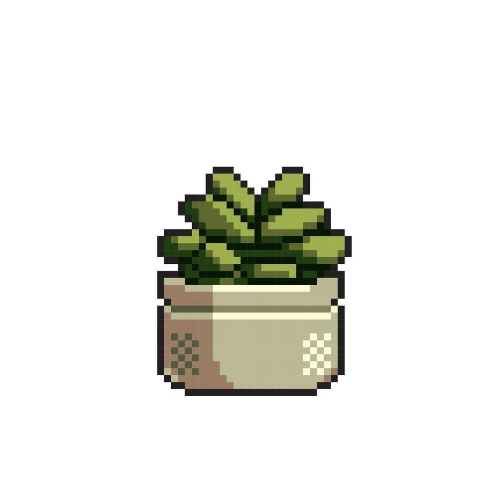 plante dans le pot avec pixel art style vecteur