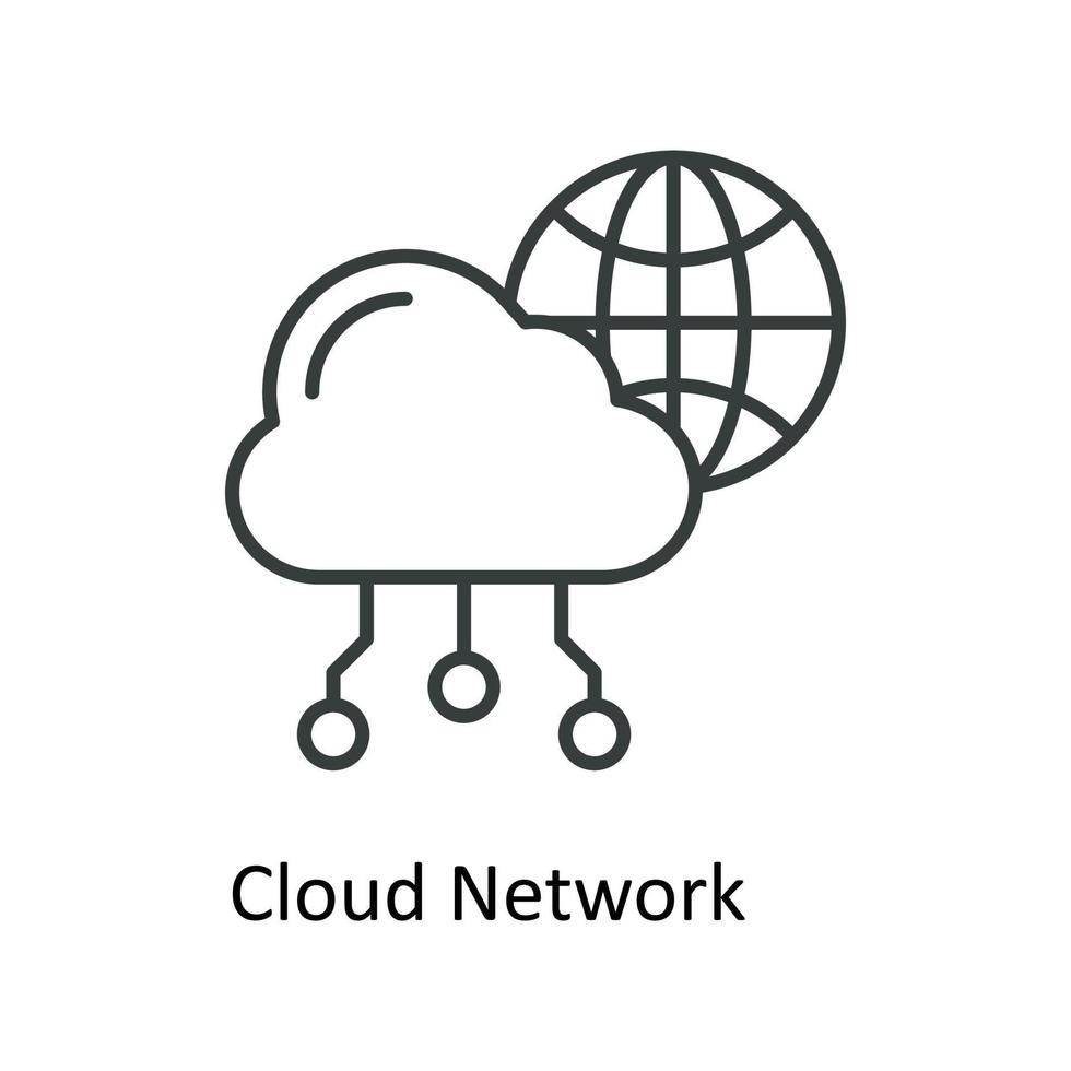 nuage réseau vecteur contour Icônes. Facile Stock illustration Stock