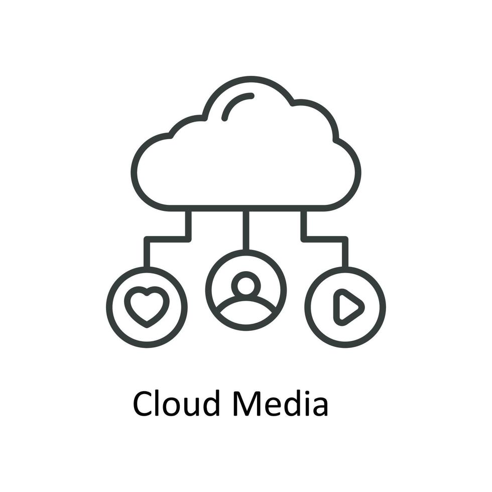 nuage médias vecteur contour Icônes. Facile Stock illustration Stock