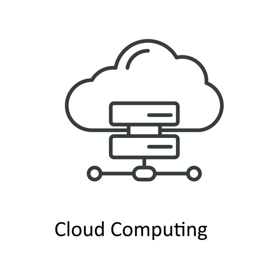 nuage l'informatique vecteur contour Icônes. Facile Stock illustration Stock