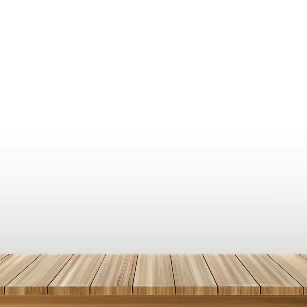 grand plateau de table, texture en bois de planches, fond blanc - vecteur