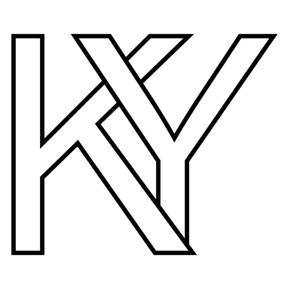 logo signe ky oui, icône double des lettres logotype y k vecteur