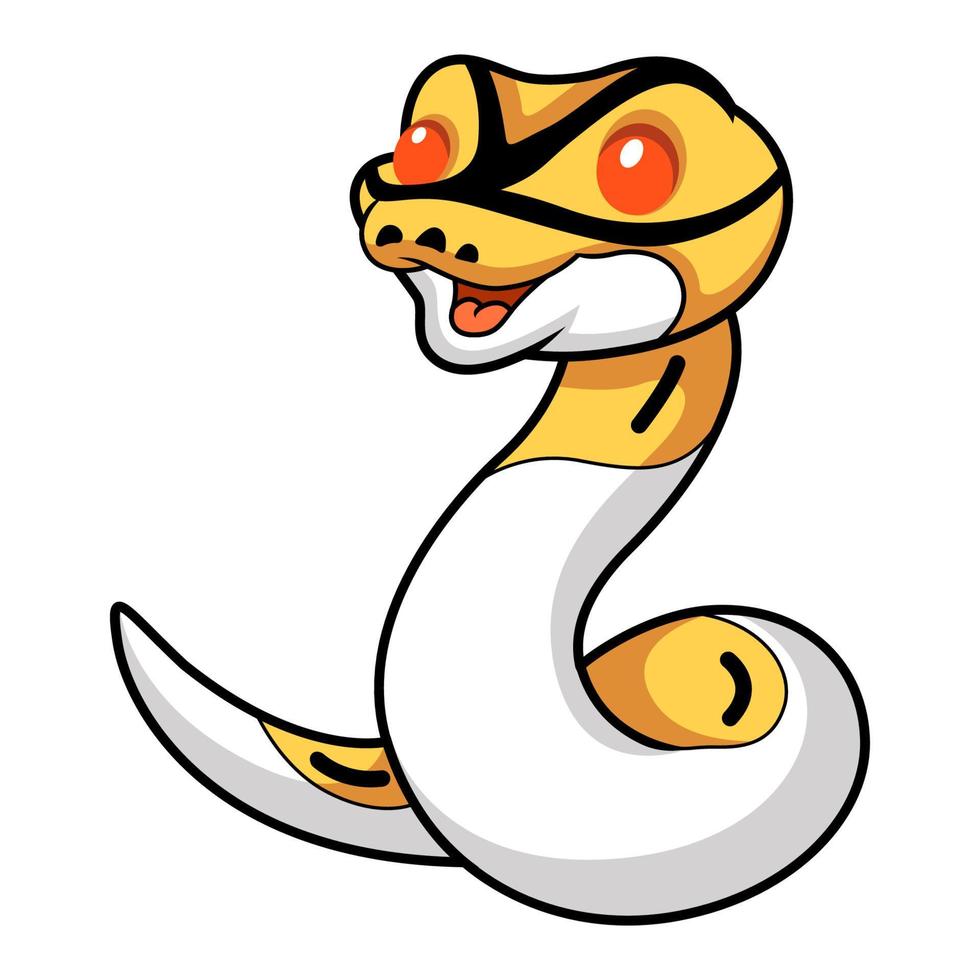 mignonne albinos pie Balle python dessin animé vecteur