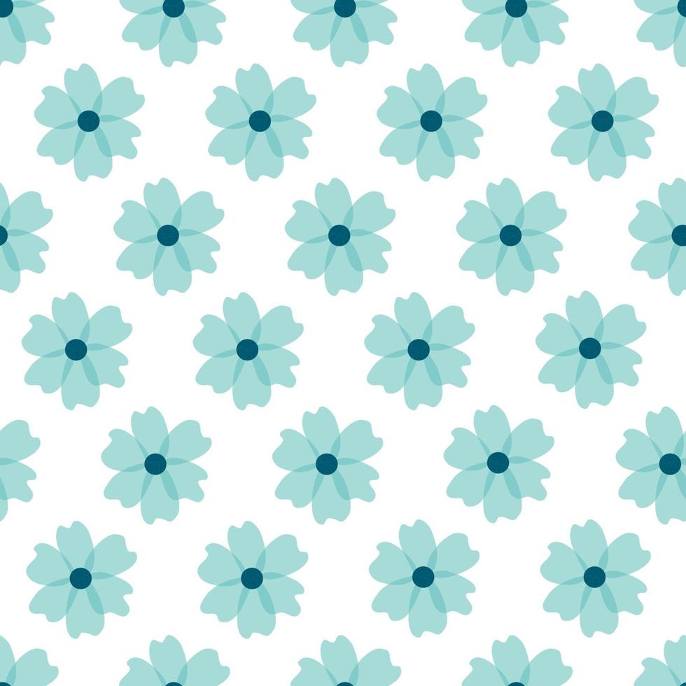 motif floral. jolies fleurs sur fond blanc. impression avec de petites fleurs bleues. impression ditsy. texture vectorielle continue. motifs de fleurs mignons. modèle élégant pour imprimantes à la mode vecteur