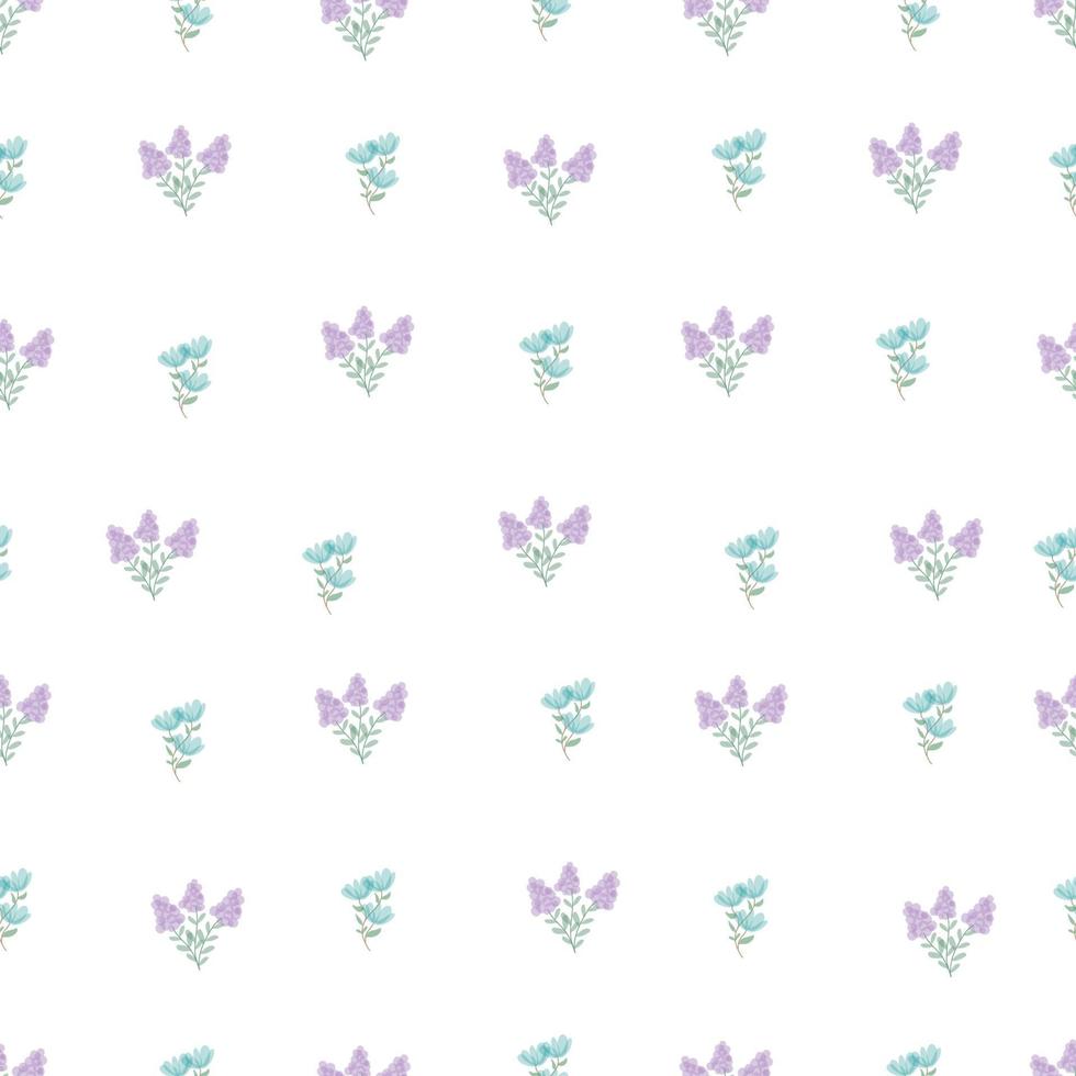 joli motif floral simple dans la petite fleur bleue et violette. texture vectorielle continue. impression avec de petites fleurs bleues. fleurs de printemps, fleurs d'été. vecteur