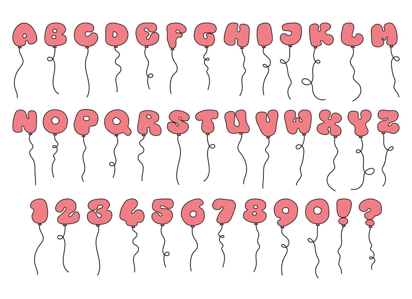 ballon alphabet dans dessin animé style. coloré ballon des lettres et Nombres. ballon Police de caractère vecteur