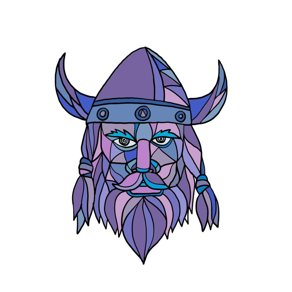 mosaïque de mascotte tête de viking vecteur
