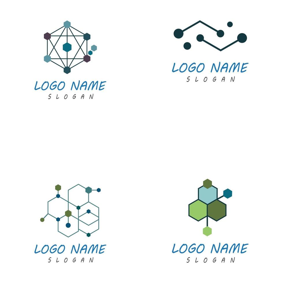 molécule, symbole, logo, modèle, vecteur, illustration, conception, ensemble vecteur