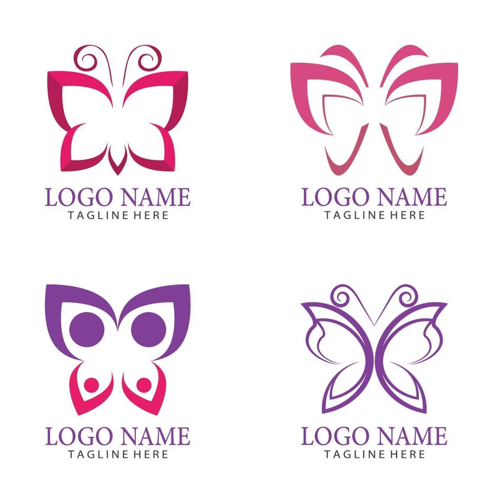 beauté papillon logo vector icon design set