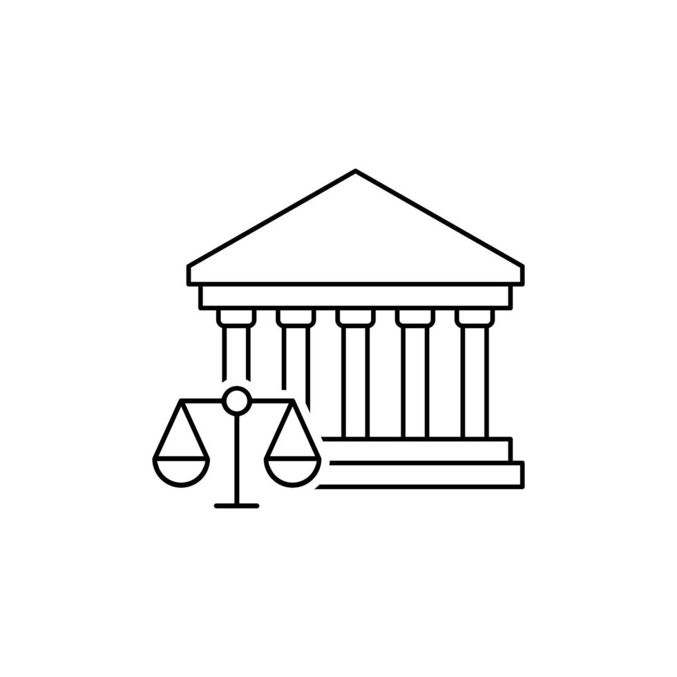 tribunal icône vecteur . Justice illustration signe . loi symbole ou logo.