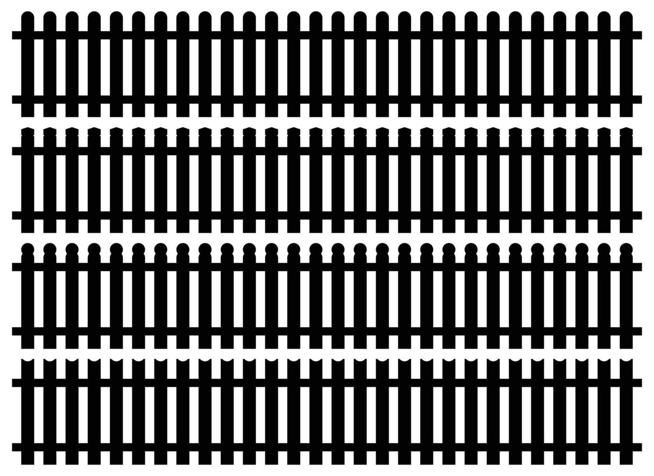 ensemble de clôture silhouette dans plat style vecteur illustration. noir clôture isolé sur blanc