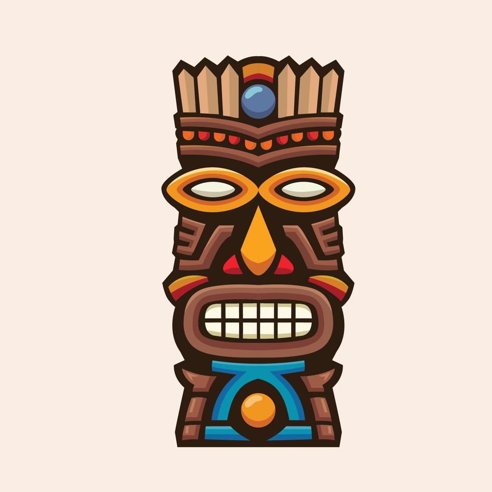 main tiré tiki tribal en bois masque vecteur illustration