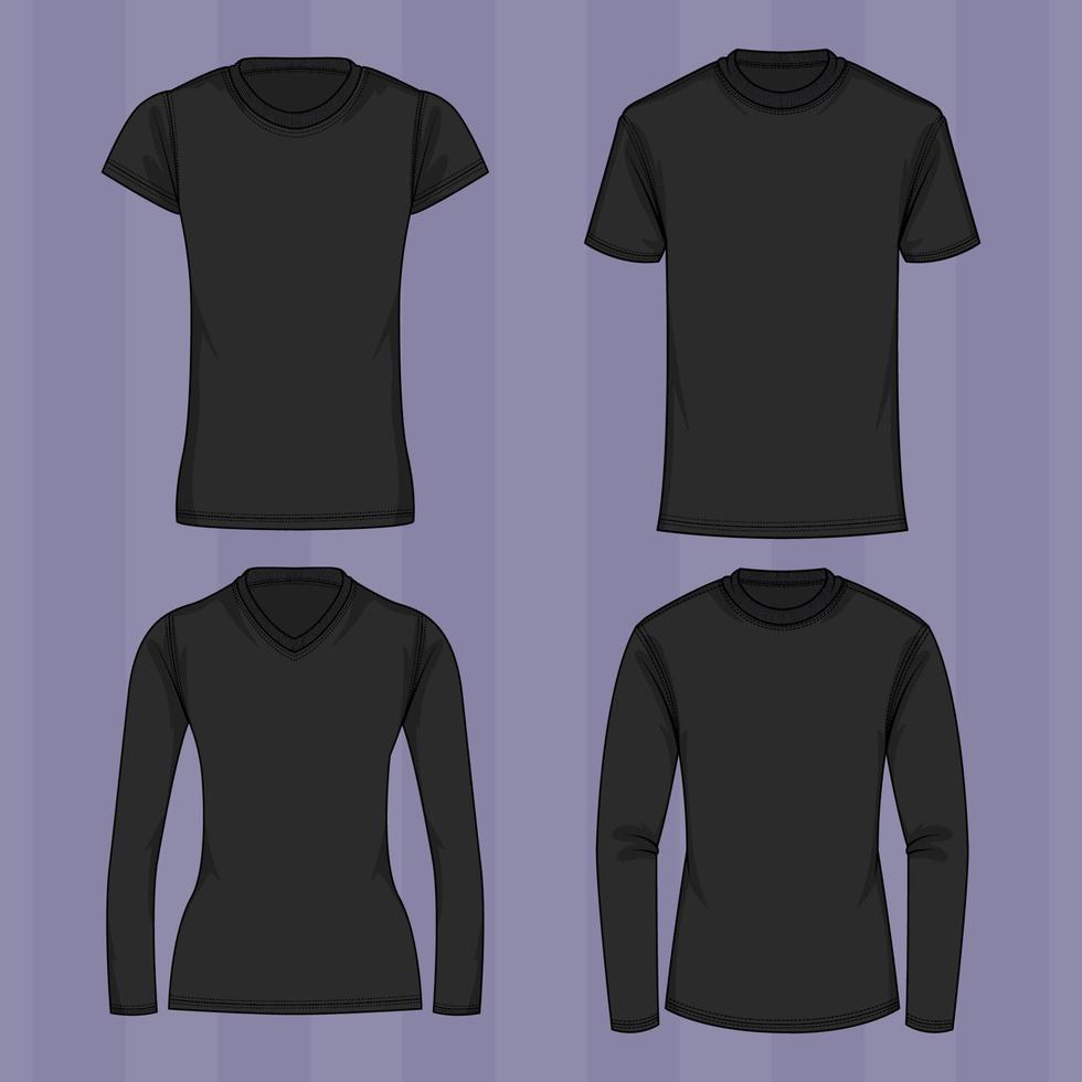 Facile noir T-shirt avec contour vecteur