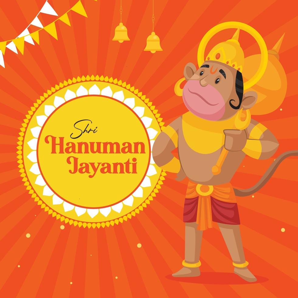 conception de modèle de bannière créative plate hanuman jayanti vecteur