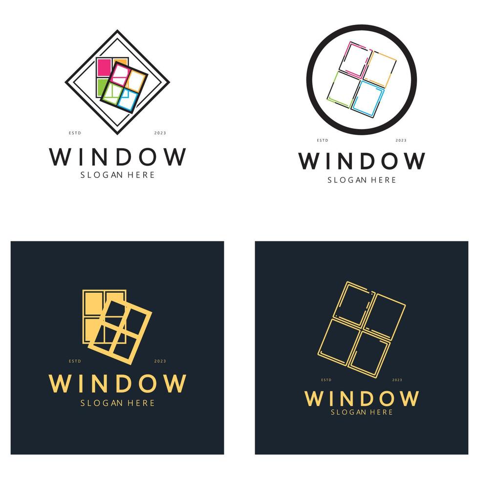 Facile fenêtre logo, conception pour, intérieur, construction, architecture, propriété entreprise, vecteur