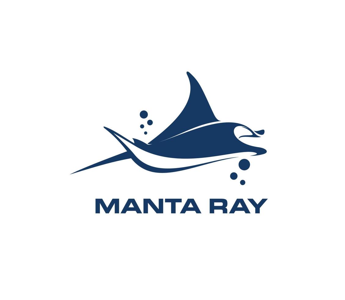 manta rayon animal, patin ou Raie poisson symbole vecteur