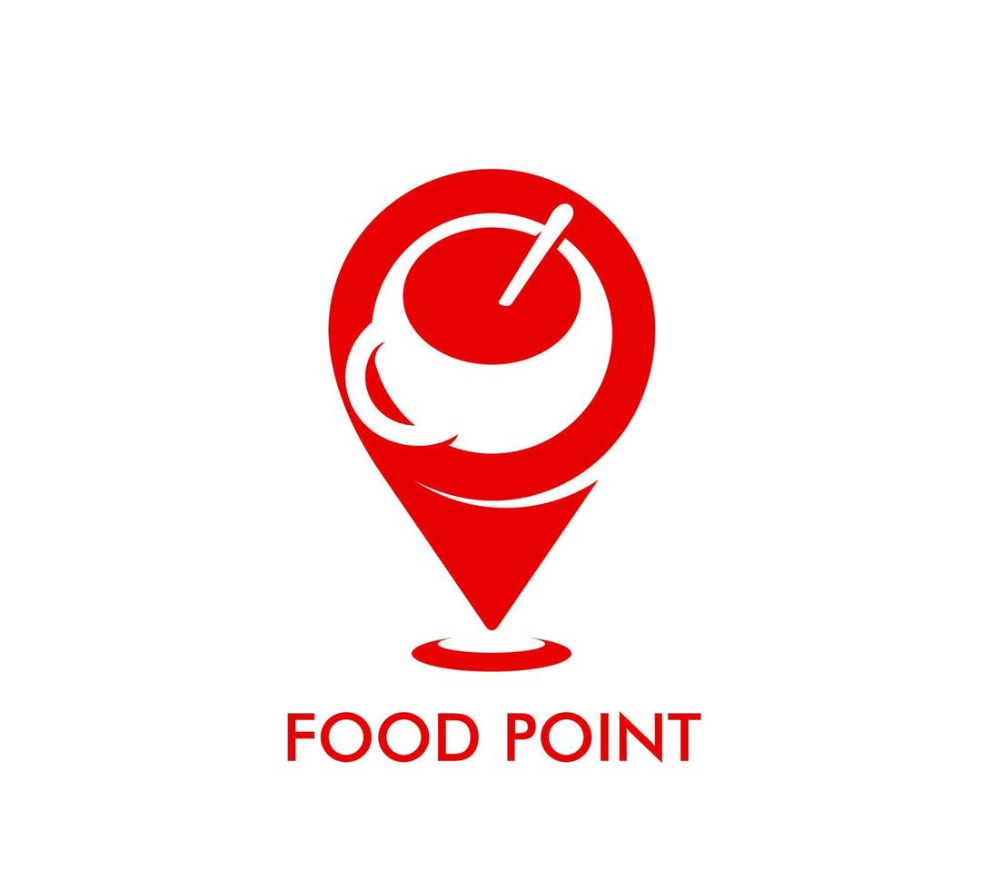 restaurant, nourriture point icône, carte aiguille symbole vecteur