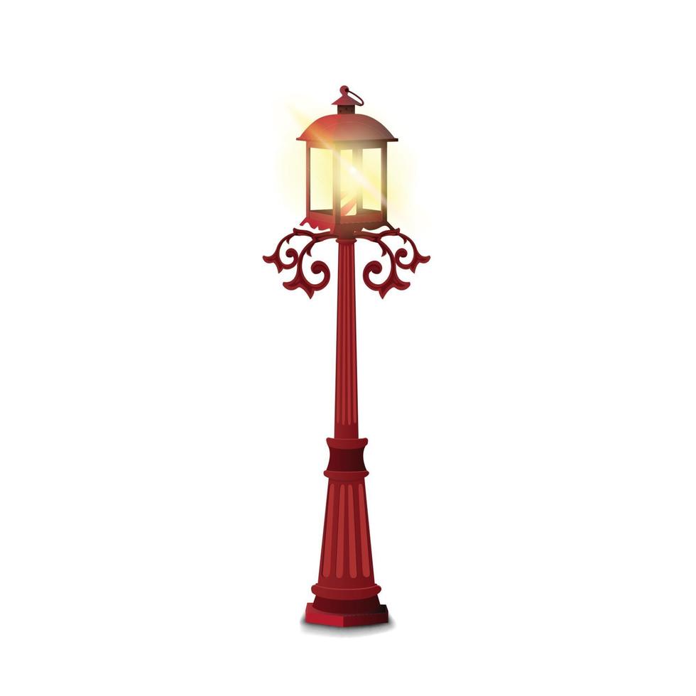 Lampadaire vintage isolé sur fond blanc pour votre créativité vecteur