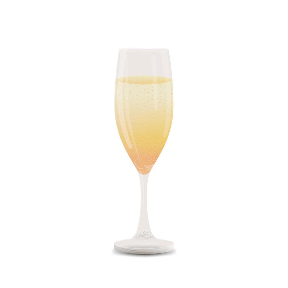 un verre de champagne isolé sur fond blanc pour votre créativité vecteur