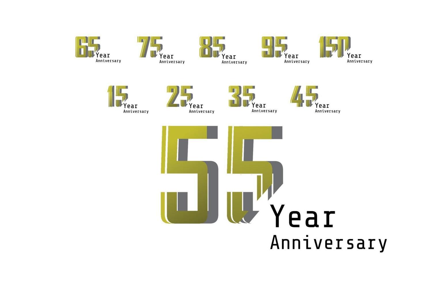 Définir l & # 39; année anniversaire célébration or et fond blanc couleur vecteur modèle illustration de conception