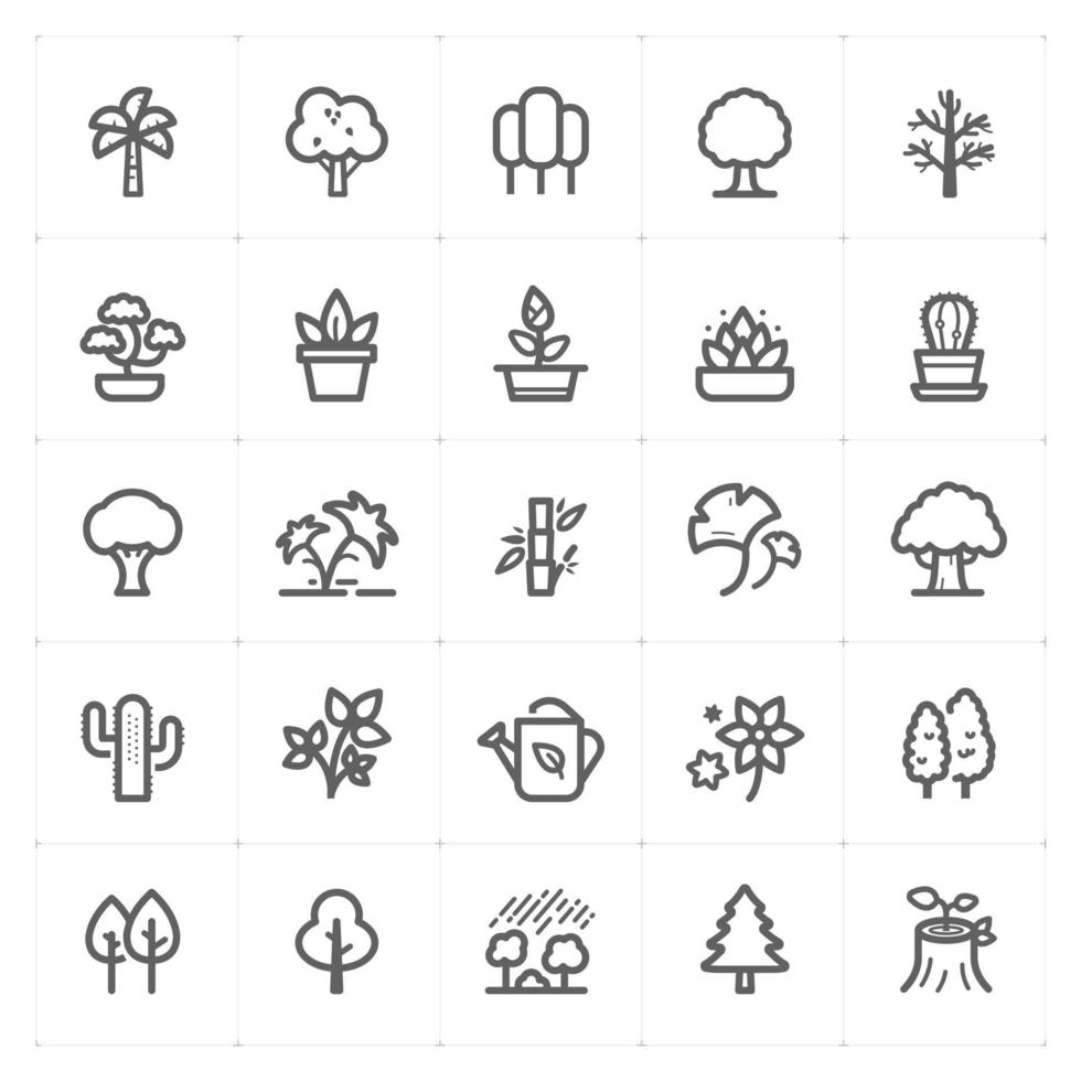 icônes d'arbre et de ligne naturelle. illustration vectorielle sur fond blanc. vecteur