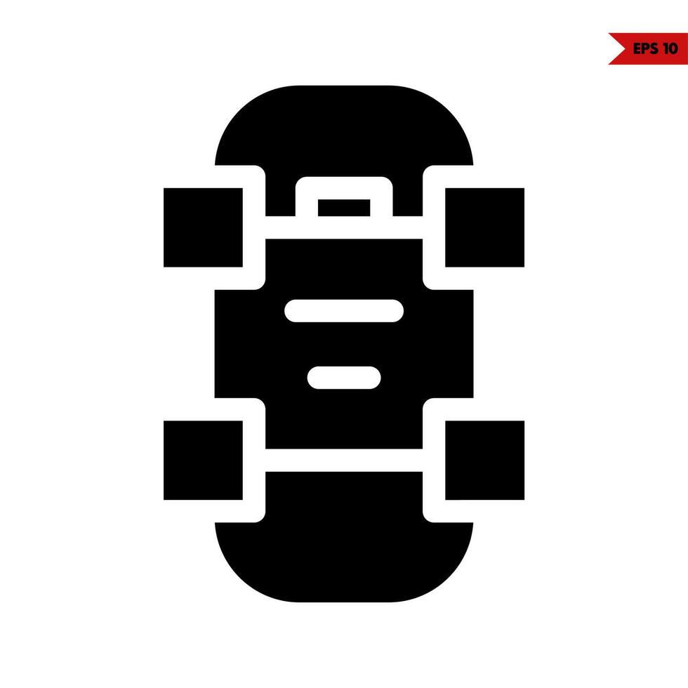 icône de glyphe de planche à roulettes vecteur