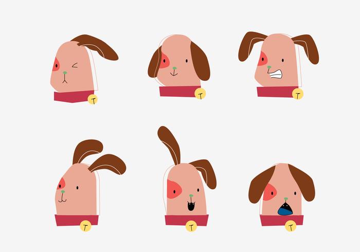 Cute Dog Puppy Head Emotion Illustration vectorielle plane vecteur