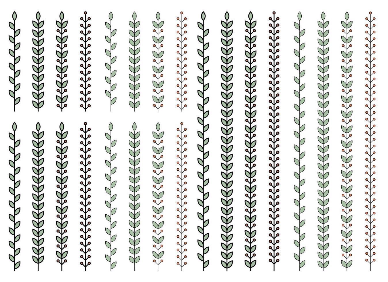 contour fleur avec feuilles vecteur ensemble