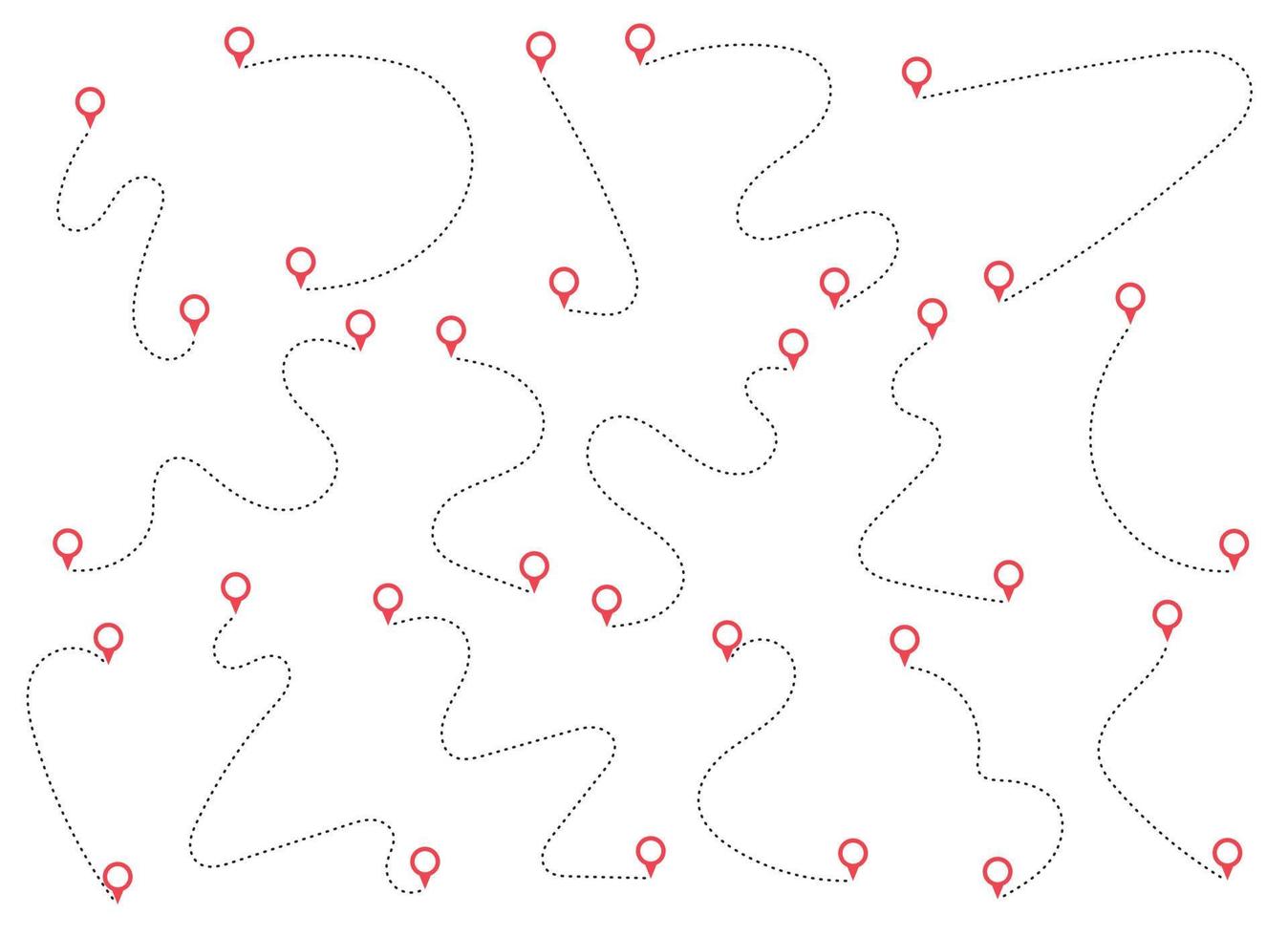 route icône entre deux points avec à pois chemin et emplacement épingle vecteur