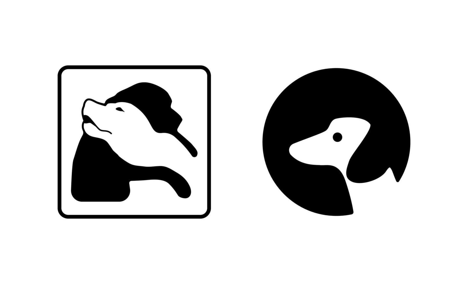 vecteur de conception de logo espace négatif chien