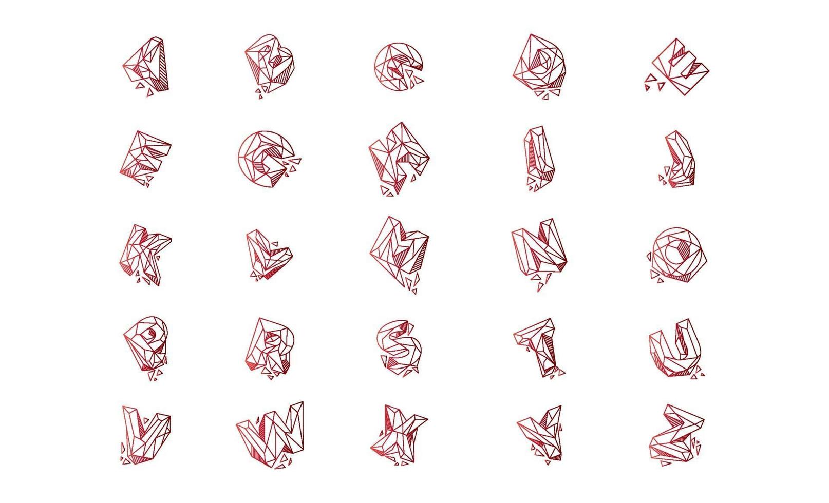 ensemble de lettres de modèle de conception de logo de pierres précieuses vecteur