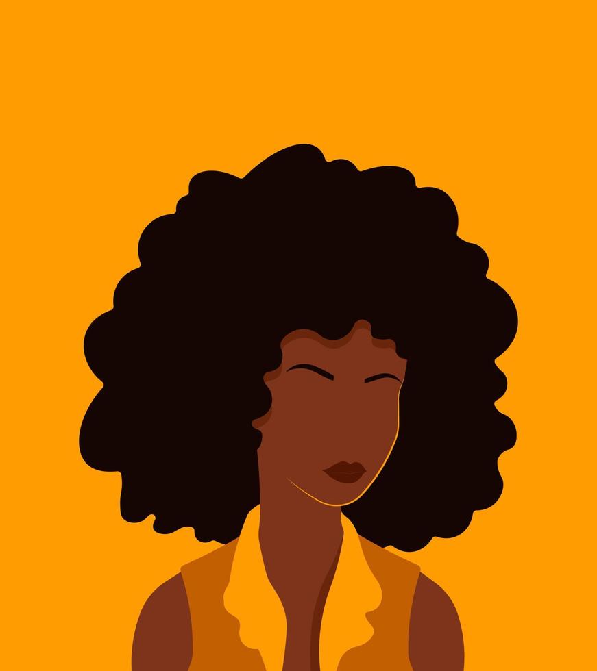 vecteur abstrait art avec africain américain femme. minimaliste vecteur dessin animé illustration. art pour couverture, affiche, carte, bannière et donc sur.