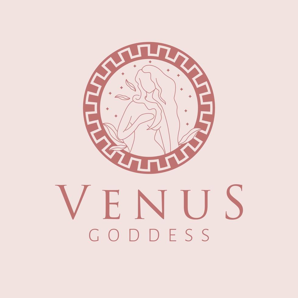 Vénus déesse logo conception. déesse vecteur logotype. beauté et art industrie logo modèle. déesse de beauté, charnel aimer, désir, la fertilité et prospérité.