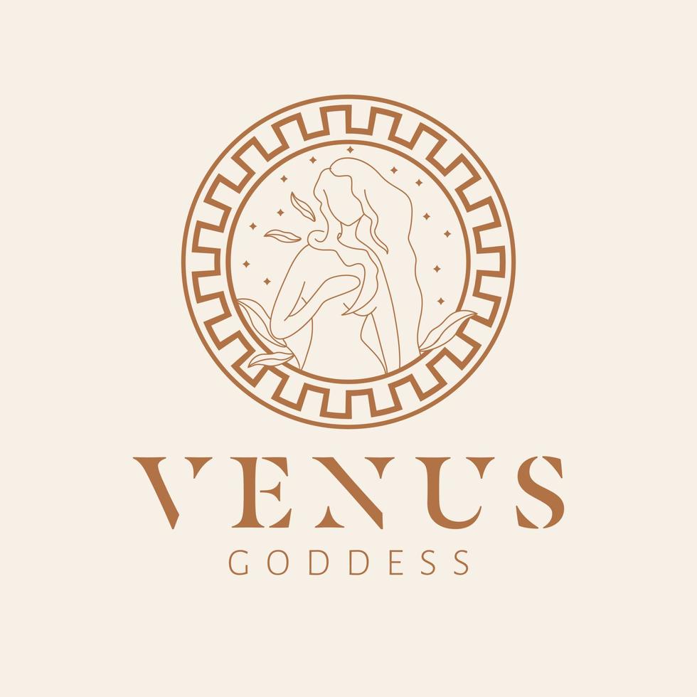 Vénus déesse logo conception. déesse vecteur logotype. beauté et art industrie logo modèle. déesse de beauté, charnel aimer, désir, la fertilité et prospérité.