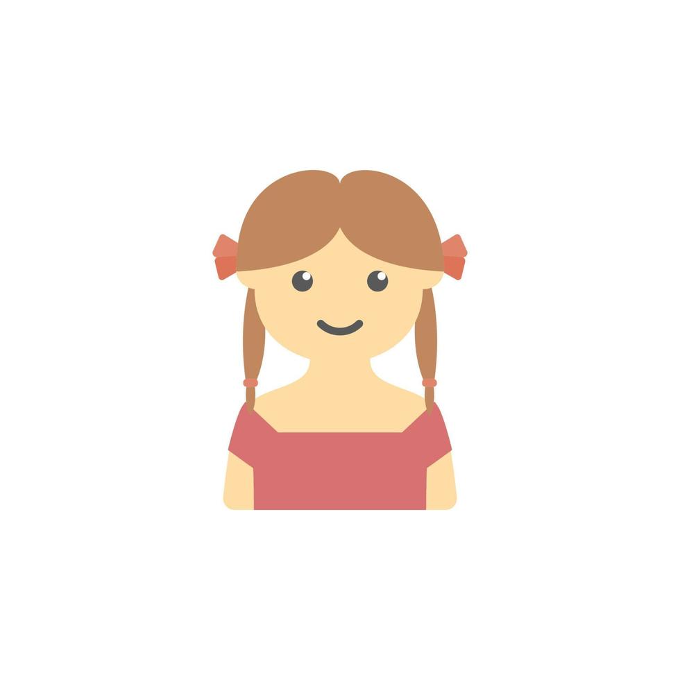 avatar de fille avec nattes coloré vecteur icône