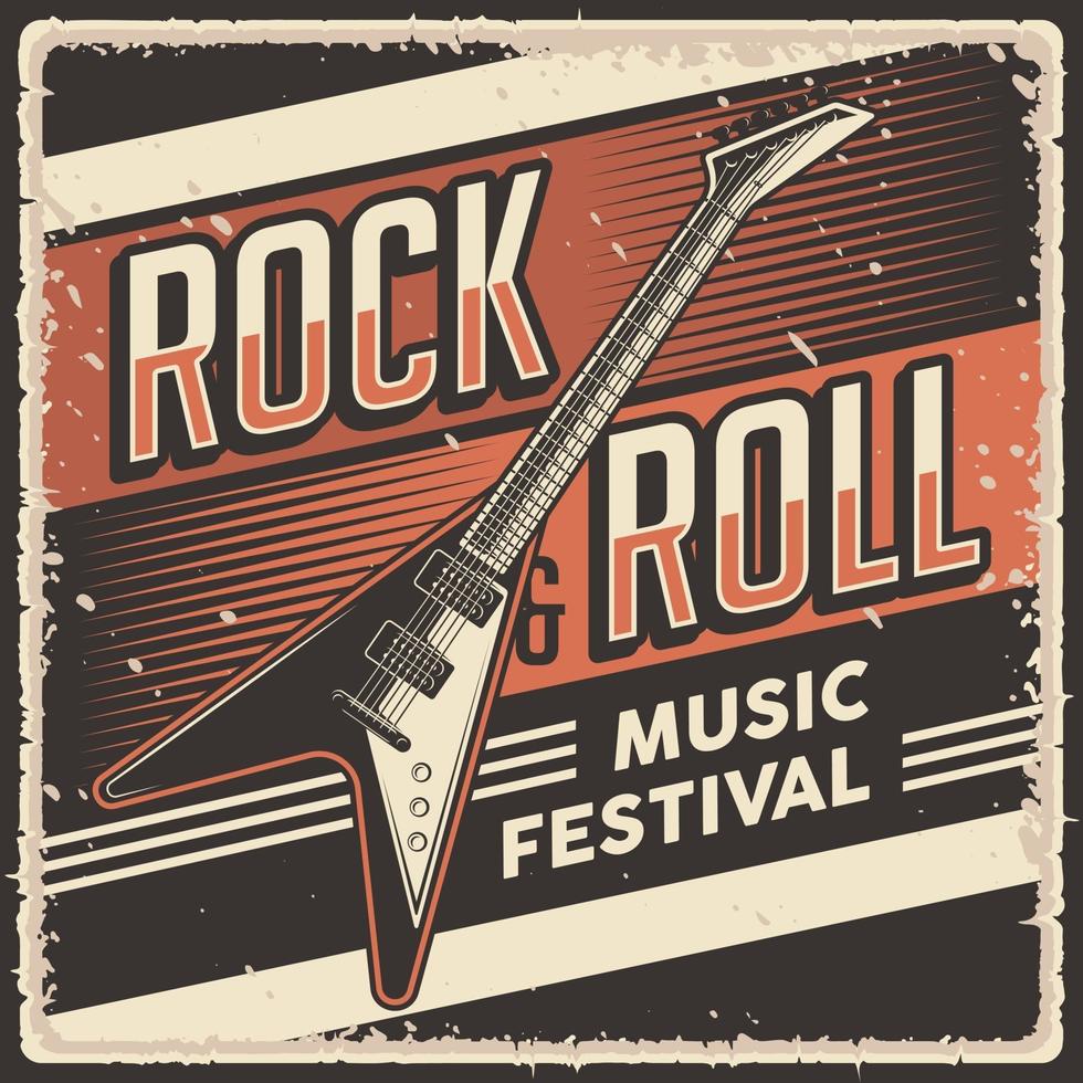affiche du festival de musique rock and roll vintage rétro vecteur